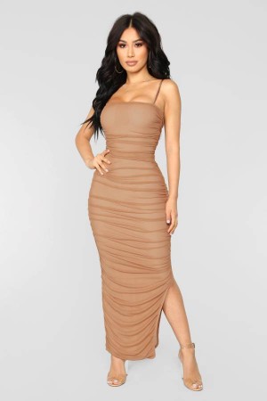 Beige Fashion Nova Feeling My Mesh Women Dress USA | 734612NDS