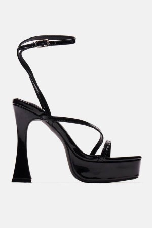 Black Fashion Nova Andrea Platform Block Women Heels USA | 091768AYO