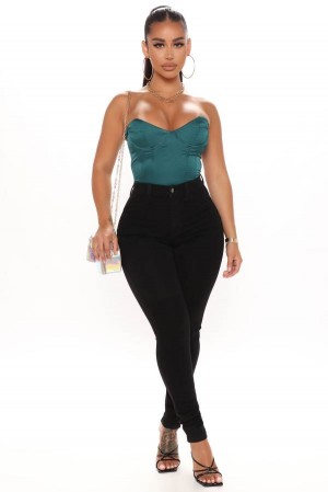 Black Fashion Nova Classic Beauty Booty Lifter Skinny Women Jeans USA | 387246PUN