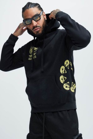 Black Fashion Nova End Times Men Hoodie USA | 076134WMG