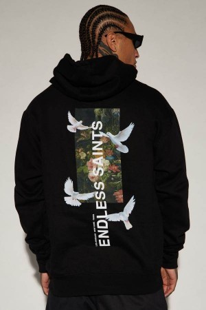 Black Fashion Nova Endless Saints Men Hoodie USA | 179502YTC