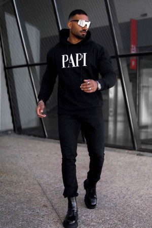 Black Fashion Nova Family Goals Papi Men Hoodie USA | 472905KML