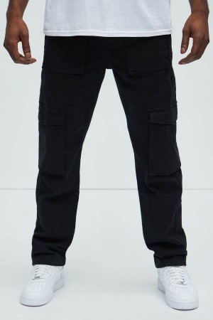 Black Fashion Nova Howard Relaxed Cargo Men Pants USA | 692408QSG