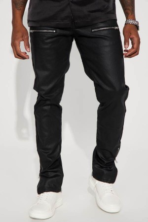 Black Fashion Nova Keeping It Cool Waxed Skinny Men Pants USA | 539468XCL