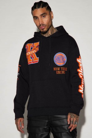 Black Fashion Nova Knicks Campus Men Hoodie USA | 752409EDS