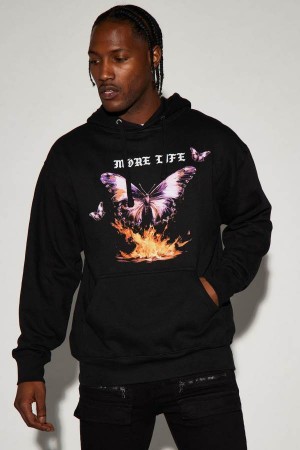 Black Fashion Nova Live And Let Live Men Hoodie USA | 609327DRT