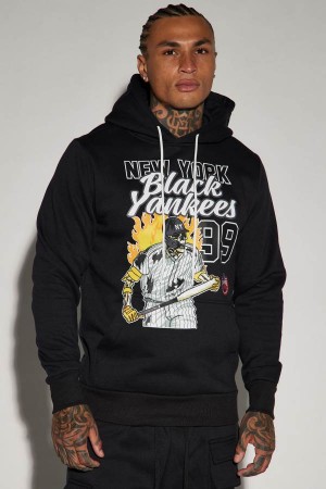 Black Fashion Nova New York Black Yankees 99 Men Hoodie USA | 598164JTG