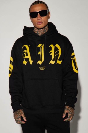 Black Fashion Nova Official Saint Men Hoodie USA | 021368ZOJ