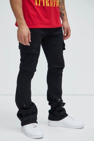 Black Fashion Nova On The List Cargo Flare Men Pants USA | 659418TFE