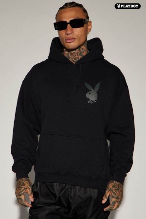Black Fashion Nova Playboy Est. 1953 Men Hoodie USA | 719402JMG