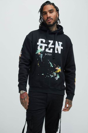 Black Fashion Nova SZN 199X Men Hoodie USA | 429160EAW