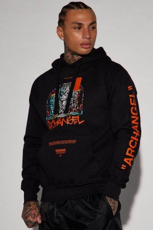 Black Fashion Nova The Archangel Men Hoodie USA | 645789WNF