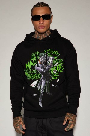 Black Fashion Nova Twisted Joker Men Hoodie USA | 542987QNR