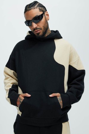 Black Fashion Nova Tyson Opposite Forces Oversize Men Hoodie USA | 492608VWK