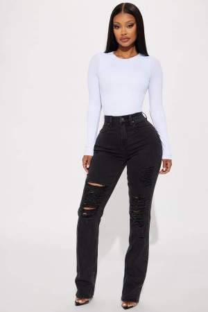 Black Wash Fashion Nova Ma Cherie Slim Straight Women Jeans USA | 435692CHL