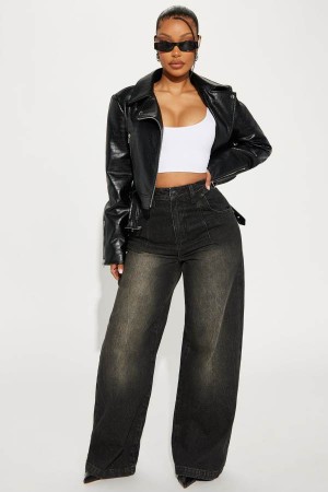 Black Wash Fashion Nova Wouldn't Mind Tinted Baggy Women Jeans USA | 416920WHI