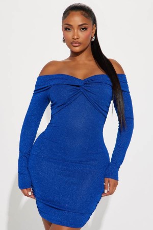 Blue Fashion Nova Analise Glitter Mini Women Dress USA | 135967BIQ