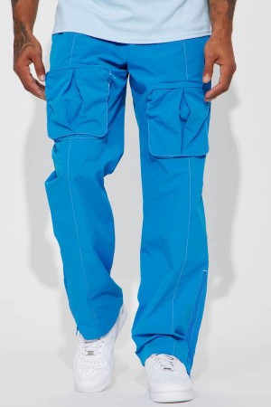 Blue Fashion Nova I'll Be Back Nylon Cargo Zipper Men Pants USA | 293670SQM