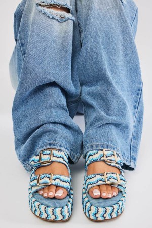 Blue Fashion Nova Stay Chill Flatform Women Sandals USA | 756139SRJ