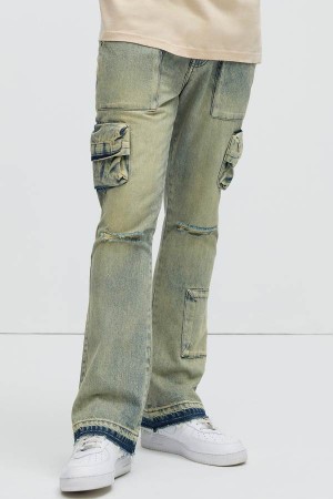 Blue Wash Fashion Nova Hallowell Vintage Cargo Men Jeans USA | 285490EON