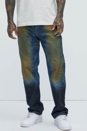 Blue Wash Fashion Nova Lanesville Vintage Straight Men Jeans USA | 354107EKH