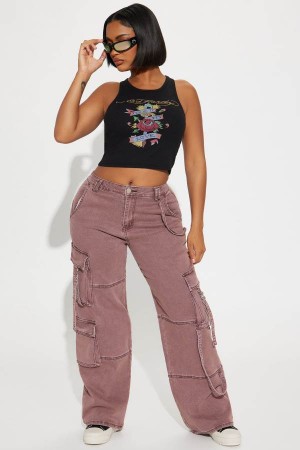 Brown Fashion Nova Desi Mineral Wash Cargo Women Pants USA | 586073DPJ