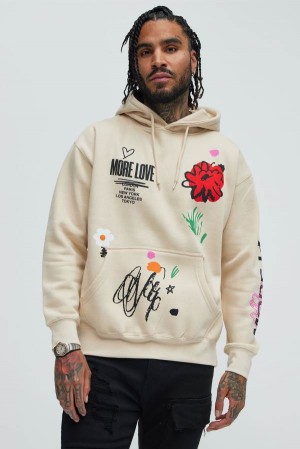 Brown Fashion Nova More Love Worldwide Men Hoodie USA | 908375CLV
