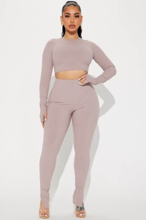 Brown Fashion Nova Pia Snatched Pant Set Women Pants USA | 704519XHO