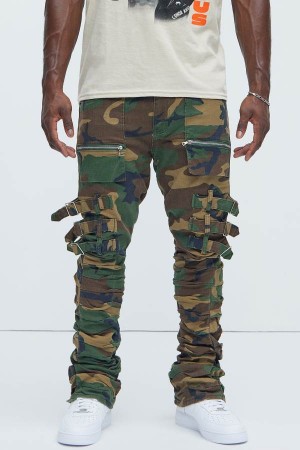 Camo Fashion Nova Pleat Me Down Stacked Skinny Flare Men Pants USA | 794832KCI