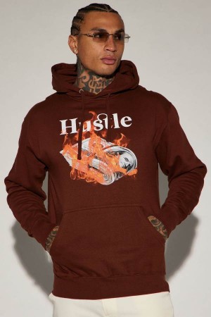 Chocolate Fashion Nova Destined Departure Men Hoodie USA | 246395MHJ