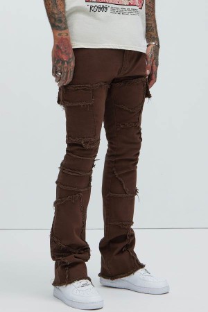 Chocolate Fashion Nova Trapping Frayed Stacked Skinny Flare Men Pants USA | 746025DUZ