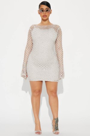 Cream Fashion Nova Alexandra Crochet Mini Women Dress USA | 453298RAN