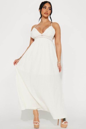 Cream Fashion Nova Beach Vacation Maxi Women Dress USA | 852037ANP