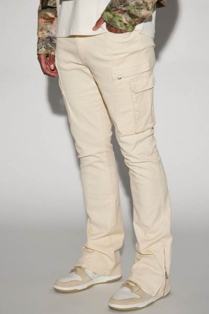 Cream Fashion Nova On A Good One Stacked Skinny Flare Men Jeans USA | 814263TFZ