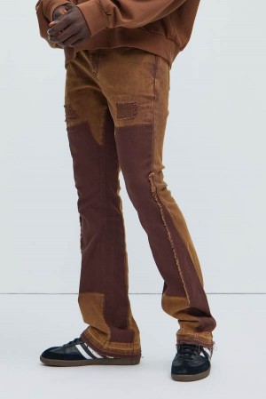 Dark Brown Fashion Nova Dogwood Stacked Skinny Flare Men Pants USA | 987365FEP