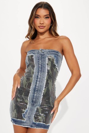Dark Wash Fashion Nova Dev Denim Micro Mini Women Dress USA | 248157ADM