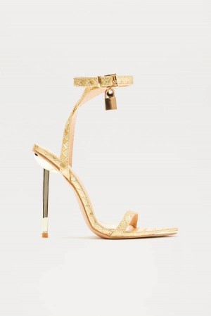 Gold Fashion Nova Exceeding Expectations Women Heels USA | 796128PZD