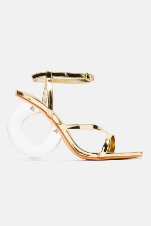 Gold Fashion Nova Give Me A Ring Square Toe Women Heels USA | 042397OJL