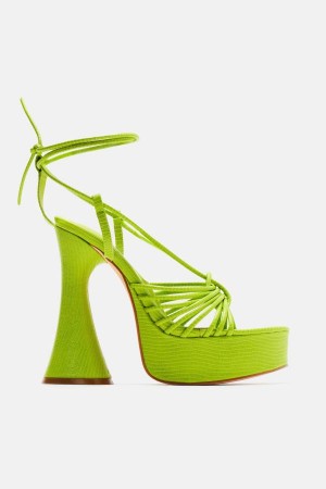 Green Fashion Nova Feelin' It Heeled Women Sandals USA | 248913KXO