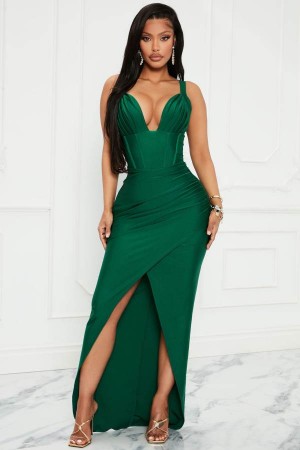 Green Fashion Nova On Scene Maxi Women Dress USA | 950782UYD