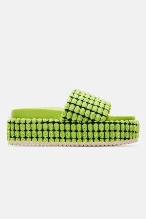 Green Fashion Nova Talk It Up Flatform Women Sandals USA | 402571LZT