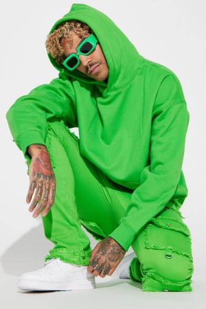 Green Fashion Nova Tyson Oversized Heavyweight Men Hoodie USA | 732851XME
