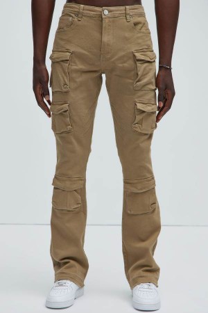 Grey Brown Fashion Nova On Repeat Cargo Flare Men Pants USA | 857249CPJ