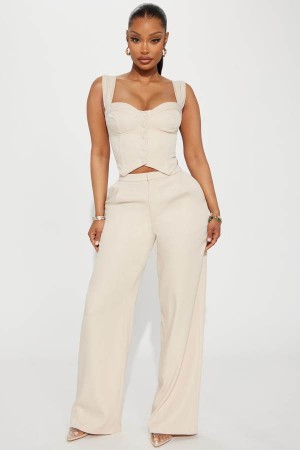 Grey Brown Fashion Nova Peyton Pant Set Women Pants USA | 659042XNR