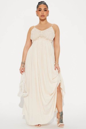 Grey Brown Fashion Nova Stacey Backless Maxi Women Dress USA | 542906LQW