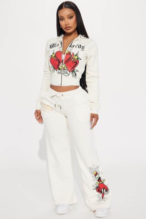 Grey Fashion Nova Ed Hardy Hearts Women Pants USA | 913284TSP