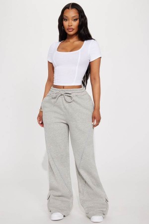 Grey Fashion Nova Pace Yourself Fleece Women Sweatpants USA | 205961EZD