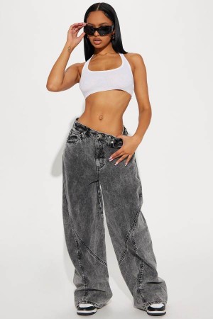 Grey Fashion Nova Rising Above Straight Leg Women Jeans USA | 152476FYA