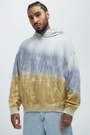 Grey Fashion Nova Tyson Everyday Oversized Tie Dye Men Hoodie USA | 510829TUZ