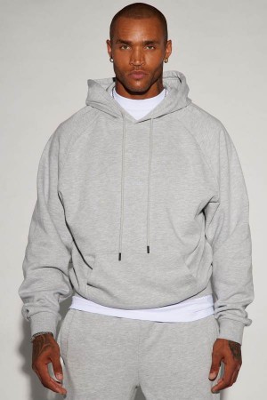Grey Fashion Nova Tyson Raglan Men Hoodie USA | 273805UKP